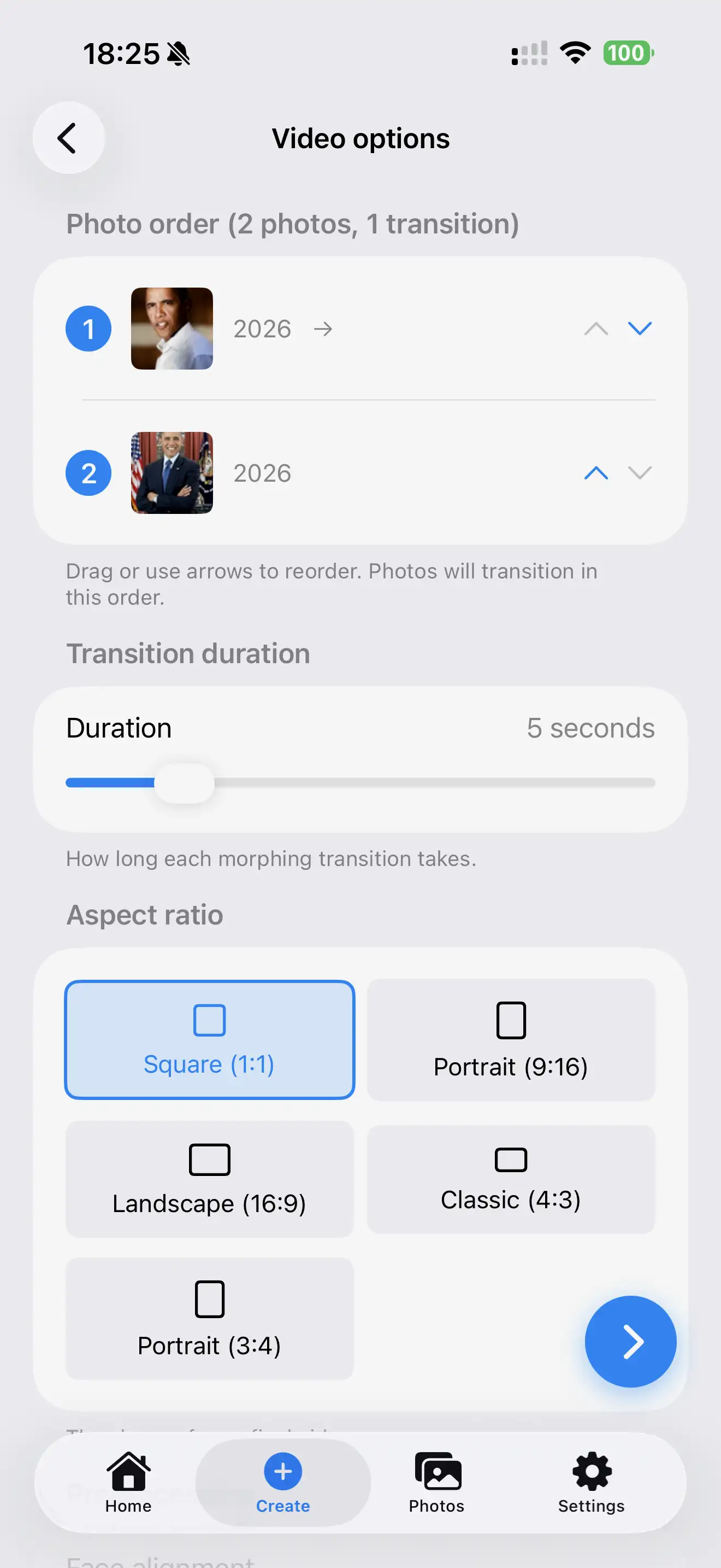 Uploading photos to make a then-and-now video in Through The Ages